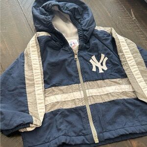 NY Yankees Blue and Gray Hooded Windbreaker Jacket | 18M Major League